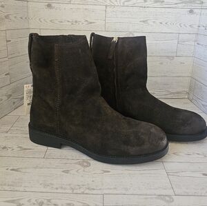 NWT Zara Flat Split Suede Ankle Boots Brown Ref 1134/610 Women's Size 41 US 10